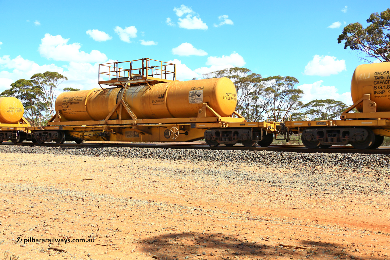240328 3112
Hampton Ballast Siding, Watco's 5WS4 loaded acid transfer train with 57' DQHY type flat waggon built by CRRC, China in 2022 as a batch of sixty for Watco to carry the CSA acid tanks, DQHY 13007 with CSA-0103 acid tank. March 28, 2024.
Keywords: DQHY-type;DQHY13007;CRRC-China;