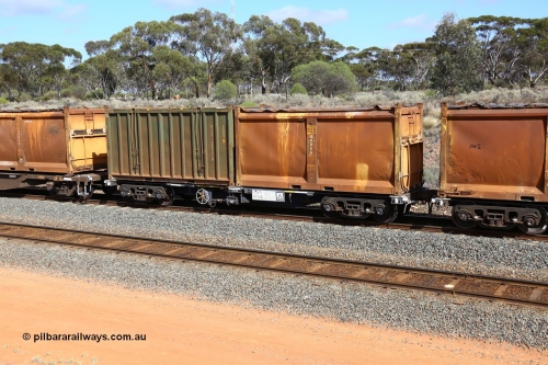 161112 3008
West Kalgoorlie, loaded Malcolm sulphur train 6029, CQZY type waggon CQZY 1674, built by CIMC at Dalian China for CFCLA and one of fifteen on lease to Aurizon with an original style sulphur container S8W G925 with the load weight of sulphur over the top of the walking man logo, and un-decaled hard-top 25U0 type container BISU 100027.
Keywords: CQZY-type;CQZY1674;CIMC-Dalian-China;