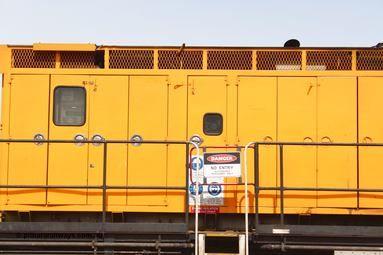 160409 IMG 7106
Parkeston, Aurizon rail grinder MMY type MMY 034, built in the USA by Loram as RG331 ~2004, imported into Australia by Queensland Rail, now Aurizon, in April 2009, detail picture. Peter Donaghy image.
Keywords: Peter-D-Image;MMY-type;MMY034;Loram-USA;RG331;rail-grinder;detail-image;