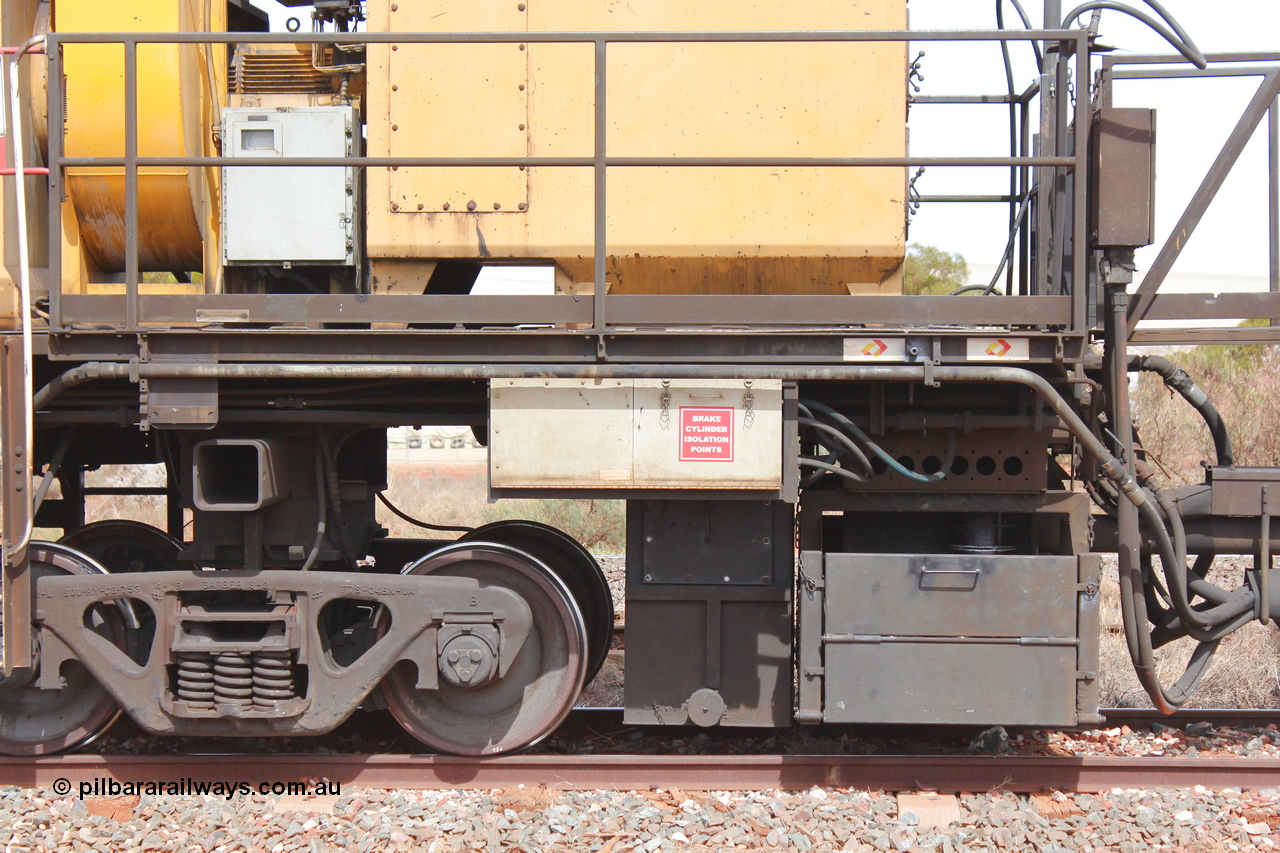 160409 IMG 7150
Parkeston, Aurizon rail grinder MMY type MMY 034, built in the USA by Loram as RG331 ~2004, imported into Australia by Queensland Rail, now Aurizon, in April 2009, detail picture. Peter Donaghy image.
Keywords: Peter-D-Image;MMY-type;MMY034;Loram-USA;RG331;rail-grinder;detail-image;