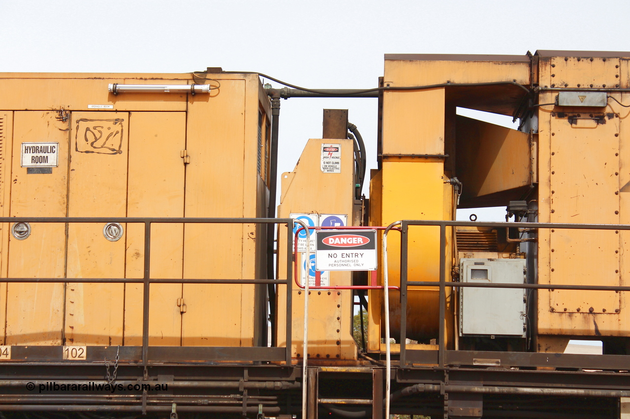 160409 IMG 7153
Parkeston, Aurizon rail grinder MMY type MMY 034, built in the USA by Loram as RG331 ~2004, imported into Australia by Queensland Rail, now Aurizon, in April 2009, detail picture. Peter Donaghy image.
Keywords: Peter-D-Image;MMY-type;MMY034;Loram-USA;RG331;rail-grinder;detail-image;