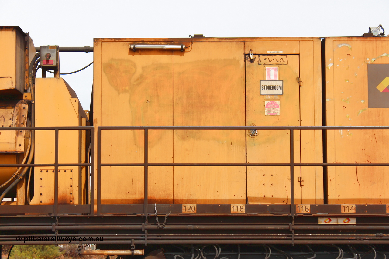 160409 IMG 7159
Parkeston, Aurizon rail grinder MMY type MMY 034, built in the USA by Loram as RG331 ~2004, imported into Australia by Queensland Rail, now Aurizon, in April 2009, detail picture. Peter Donaghy image.
Keywords: Peter-D-Image;MMY-type;MMY034;Loram-USA;RG331;rail-grinder;detail-image;