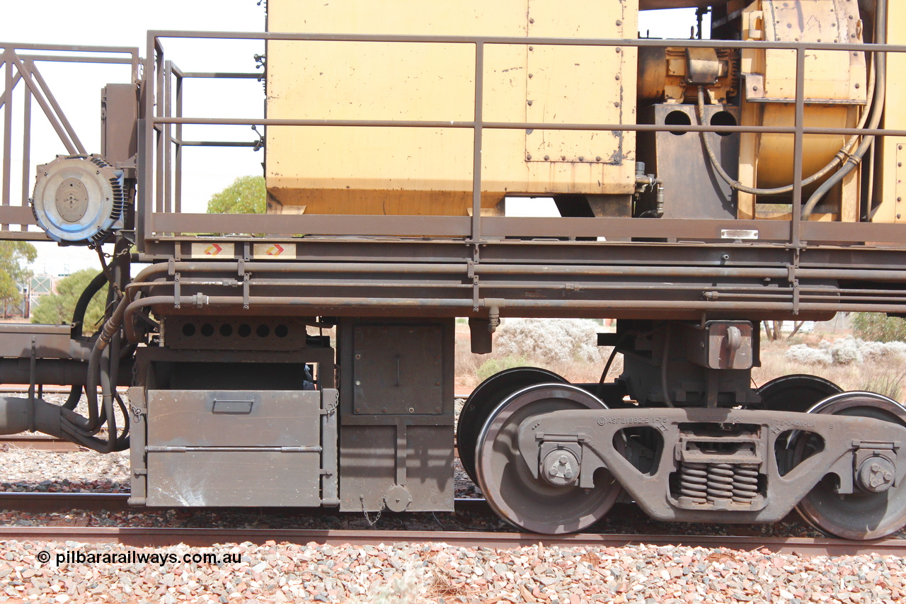 160409 IMG 7162
Parkeston, Aurizon rail grinder MMY type MMY 034, built in the USA by Loram as RG331 ~2004, imported into Australia by Queensland Rail, now Aurizon, in April 2009, detail picture. Peter Donaghy image.
Keywords: Peter-D-Image;MMY-type;MMY034;Loram-USA;RG331;rail-grinder;detail-image;