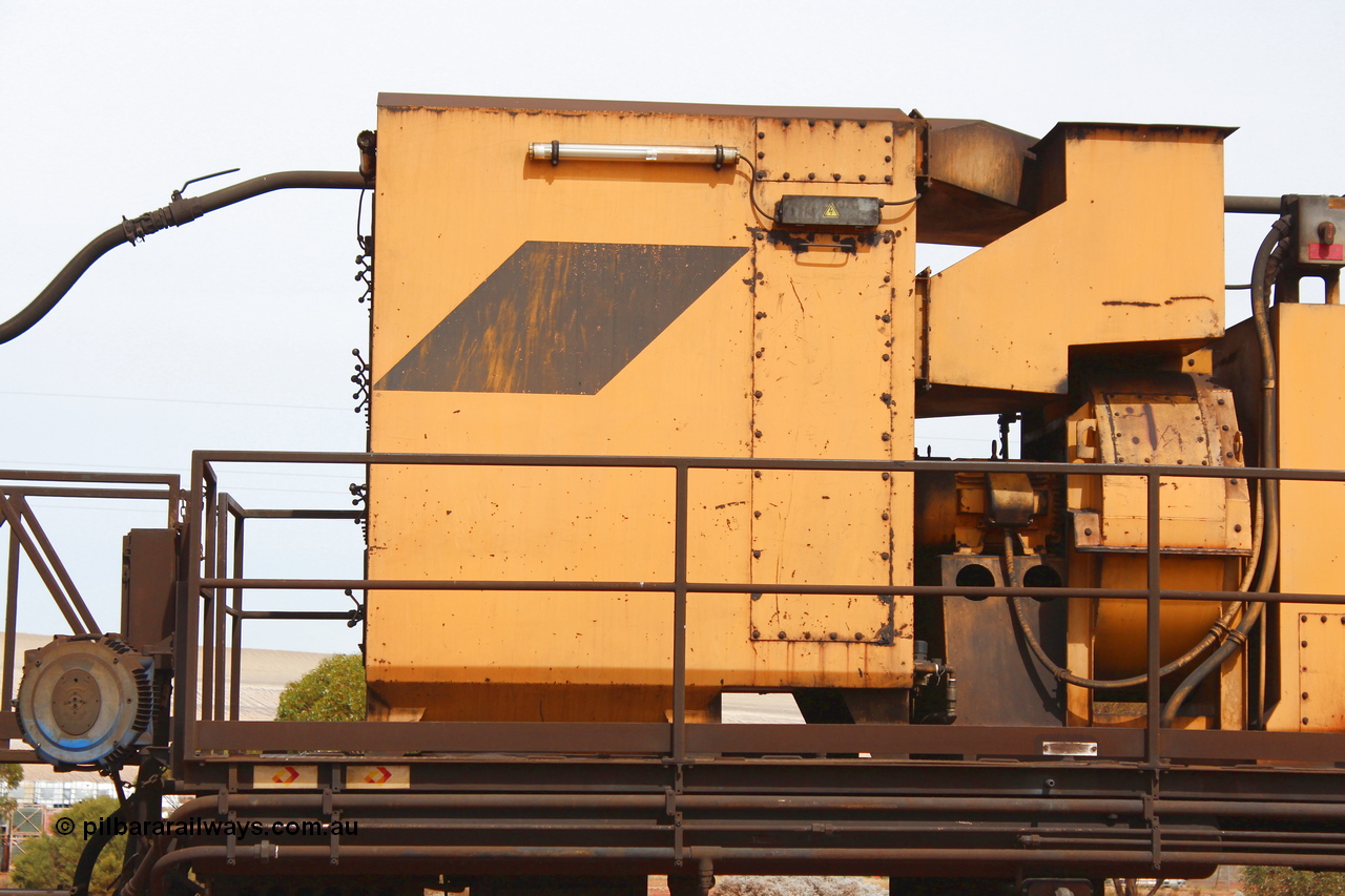 160409 IMG 7163
Parkeston, Aurizon rail grinder MMY type MMY 034, built in the USA by Loram as RG331 ~2004, imported into Australia by Queensland Rail, now Aurizon, in April 2009, detail picture. Peter Donaghy image.
Keywords: Peter-D-Image;MMY-type;MMY034;Loram-USA;RG331;rail-grinder;detail-image;