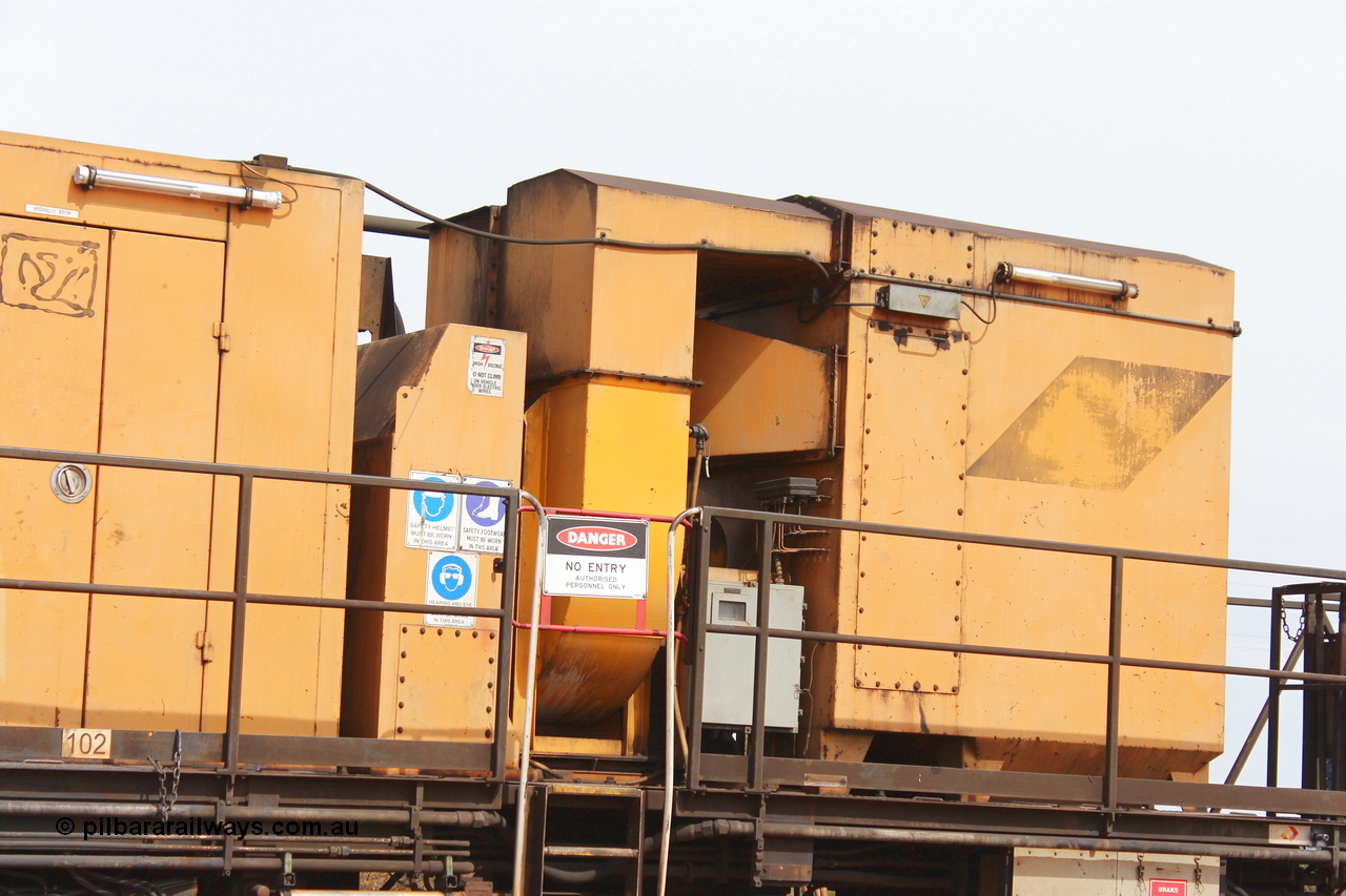 160409 IMG 7166
Parkeston, Aurizon rail grinder MMY type MMY 034, built in the USA by Loram as RG331 ~2004, imported into Australia by Queensland Rail, now Aurizon, in April 2009, detail picture. Peter Donaghy image.
Keywords: Peter-D-Image;MMY-type;MMY034;Loram-USA;RG331;rail-grinder;detail-image;