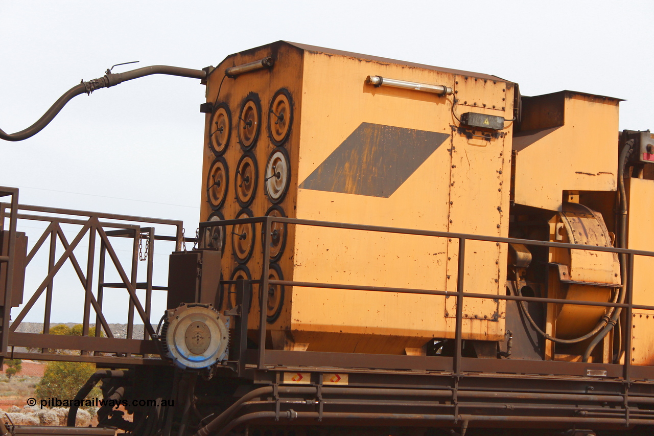 160409 IMG 7169
Parkeston, Aurizon rail grinder MMY type MMY 034, built in the USA by Loram as RG331 ~2004, imported into Australia by Queensland Rail, now Aurizon, in April 2009, detail picture. Peter Donaghy image.
Keywords: Peter-D-Image;MMY-type;MMY034;Loram-USA;RG331;rail-grinder;detail-image;