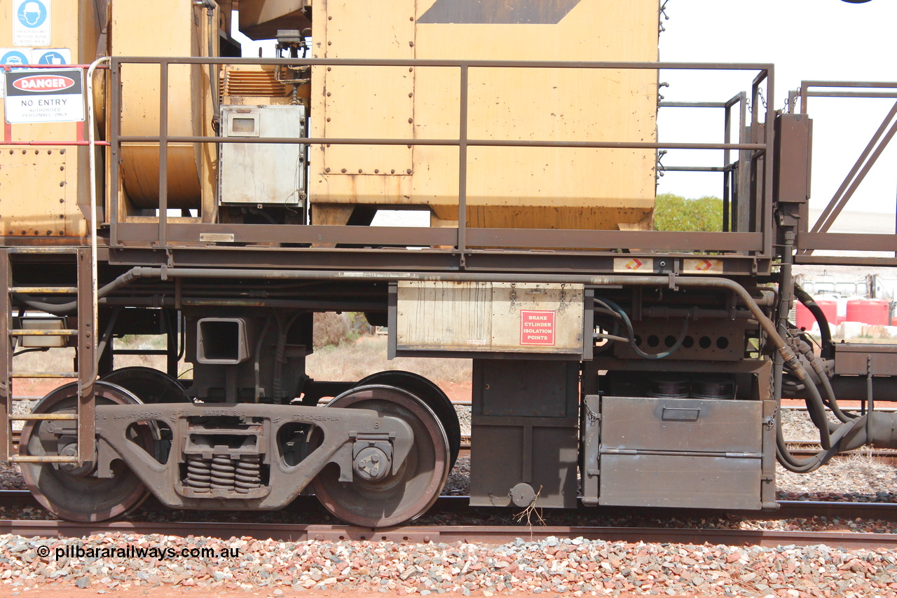 160409 IMG 7175
Parkeston, Aurizon rail grinder MMY type MMY 034, built in the USA by Loram as RG331 ~2004, imported into Australia by Queensland Rail, now Aurizon, in April 2009, detail picture. Peter Donaghy image.
Keywords: Peter-D-Image;MMY-type;MMY034;Loram-USA;RG331;rail-grinder;detail-image;