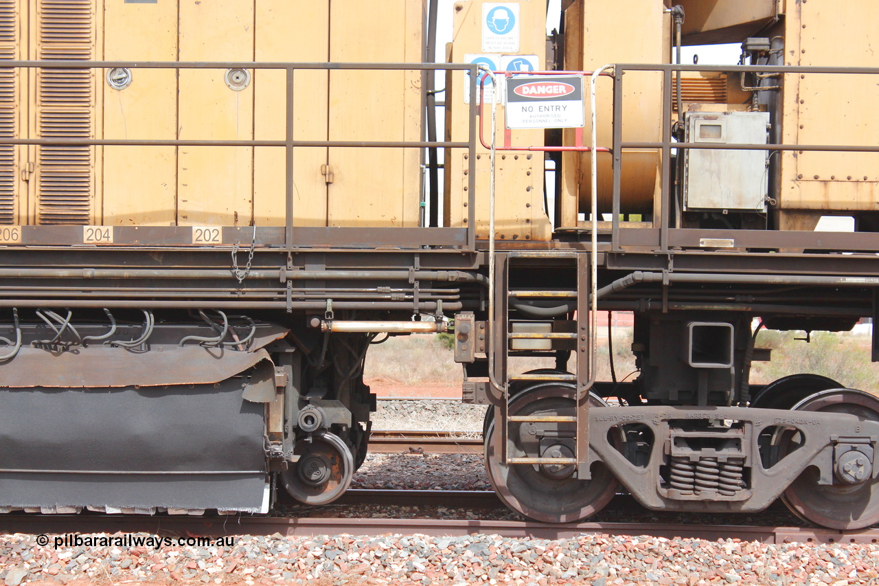 160409 IMG 7177
Parkeston, Aurizon rail grinder MMY type MMY 034, built in the USA by Loram as RG331 ~2004, imported into Australia by Queensland Rail, now Aurizon, in April 2009, detail picture. Peter Donaghy image.
Keywords: Peter-D-Image;MMY-type;MMY034;Loram-USA;RG331;rail-grinder;detail-image;