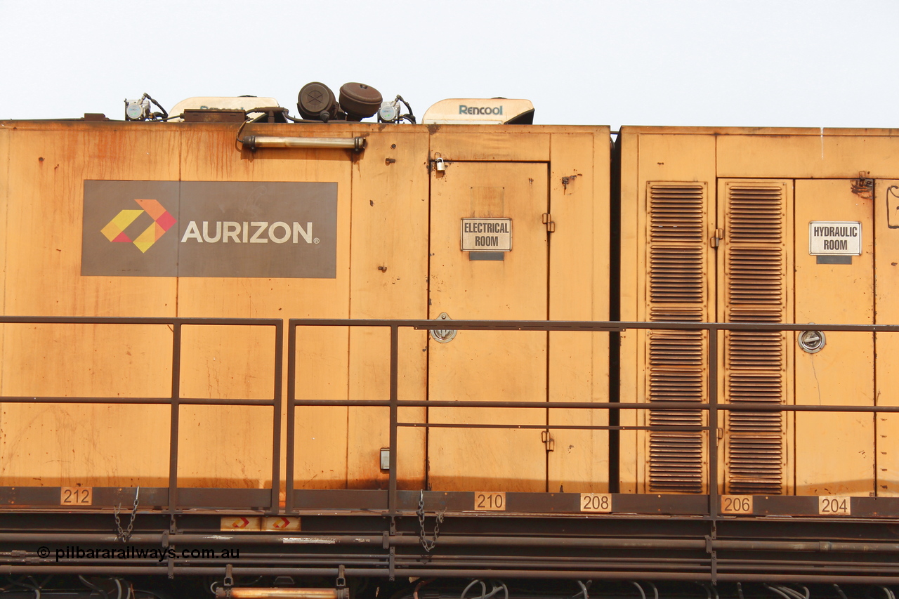 160409 IMG 7180
Parkeston, Aurizon rail grinder MMY type MMY 034, built in the USA by Loram as RG331 ~2004, imported into Australia by Queensland Rail, now Aurizon, in April 2009, detail picture. Peter Donaghy image.
Keywords: Peter-D-Image;MMY-type;MMY034;Loram-USA;RG331;rail-grinder;detail-image;
