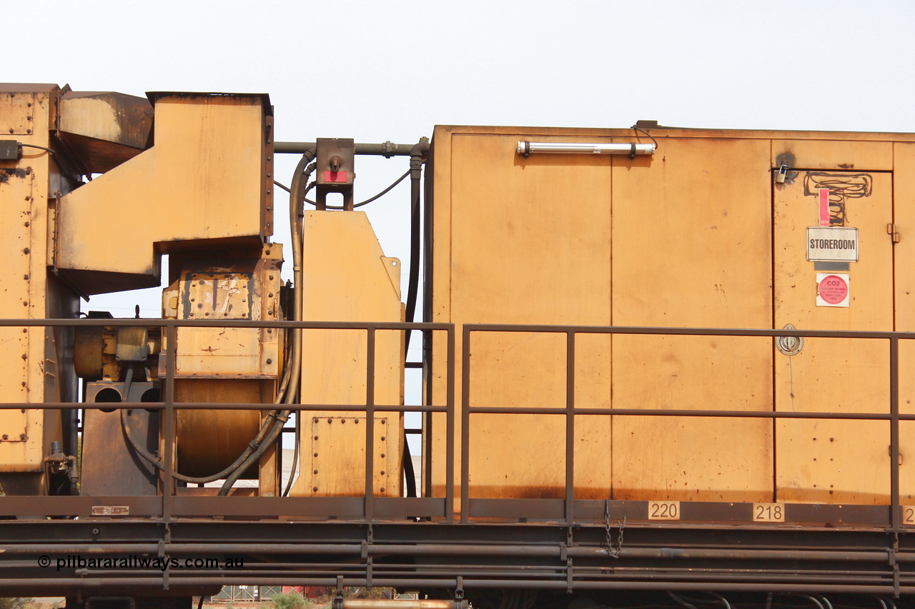 160409 IMG 7184
Parkeston, Aurizon rail grinder MMY type MMY 034, built in the USA by Loram as RG331 ~2004, imported into Australia by Queensland Rail, now Aurizon, in April 2009, detail picture. Peter Donaghy image.
Keywords: Peter-D-Image;MMY-type;MMY034;Loram-USA;RG331;rail-grinder;detail-image;