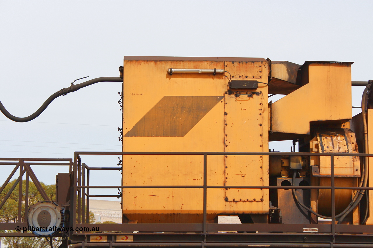 160409 IMG 7186
Parkeston, Aurizon rail grinder MMY type MMY 034, built in the USA by Loram as RG331 ~2004, imported into Australia by Queensland Rail, now Aurizon, in April 2009, detail picture. Peter Donaghy image.
Keywords: Peter-D-Image;MMY-type;MMY034;Loram-USA;RG331;rail-grinder;detail-image;