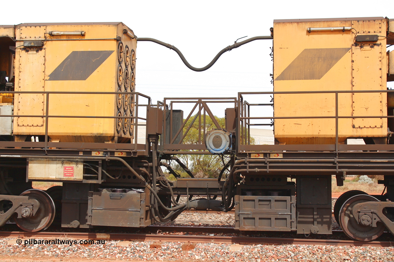 160409 IMG 7187
Parkeston, Aurizon rail grinder MMY type MMY 034, built in the USA by Loram as RG331 ~2004, imported into Australia by Queensland Rail, now Aurizon, in April 2009, detail picture. Peter Donaghy image.
Keywords: Peter-D-Image;MMY-type;MMY034;Loram-USA;RG331;rail-grinder;detail-image;