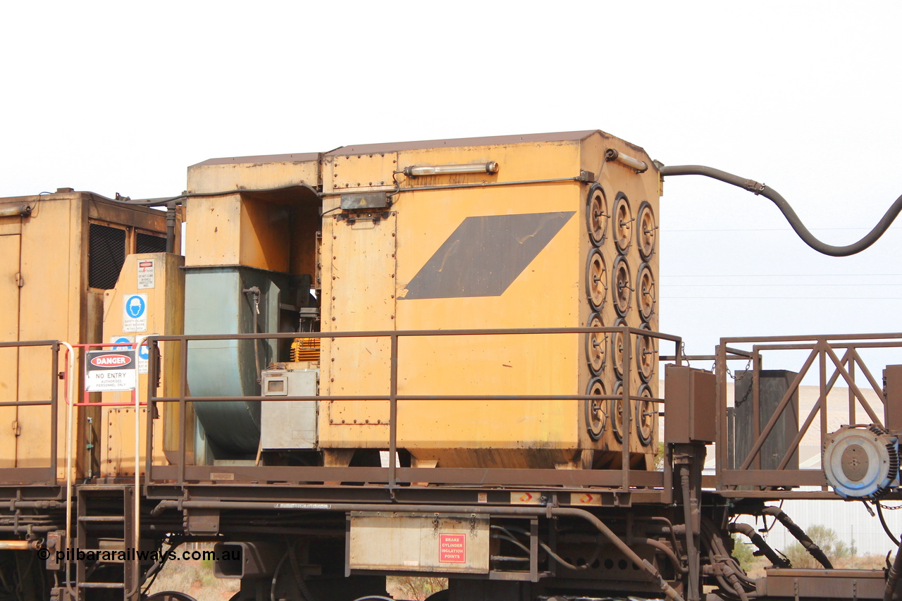 160409 IMG 7191
Parkeston, Aurizon rail grinder MMY type MMY 034, built in the USA by Loram as RG331 ~2004, imported into Australia by Queensland Rail, now Aurizon, in April 2009, detail picture. Peter Donaghy image.
Keywords: Peter-D-Image;MMY-type;MMY034;Loram-USA;RG331;rail-grinder;detail-image;