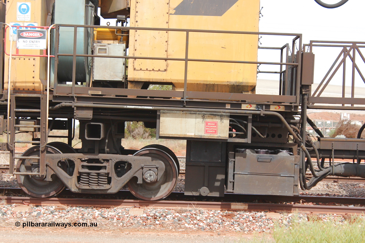 160409 IMG 7192
Parkeston, Aurizon rail grinder MMY type MMY 034, built in the USA by Loram as RG331 ~2004, imported into Australia by Queensland Rail, now Aurizon, in April 2009, detail picture. Peter Donaghy image.
Keywords: Peter-D-Image;MMY-type;MMY034;Loram-USA;RG331;rail-grinder;detail-image;