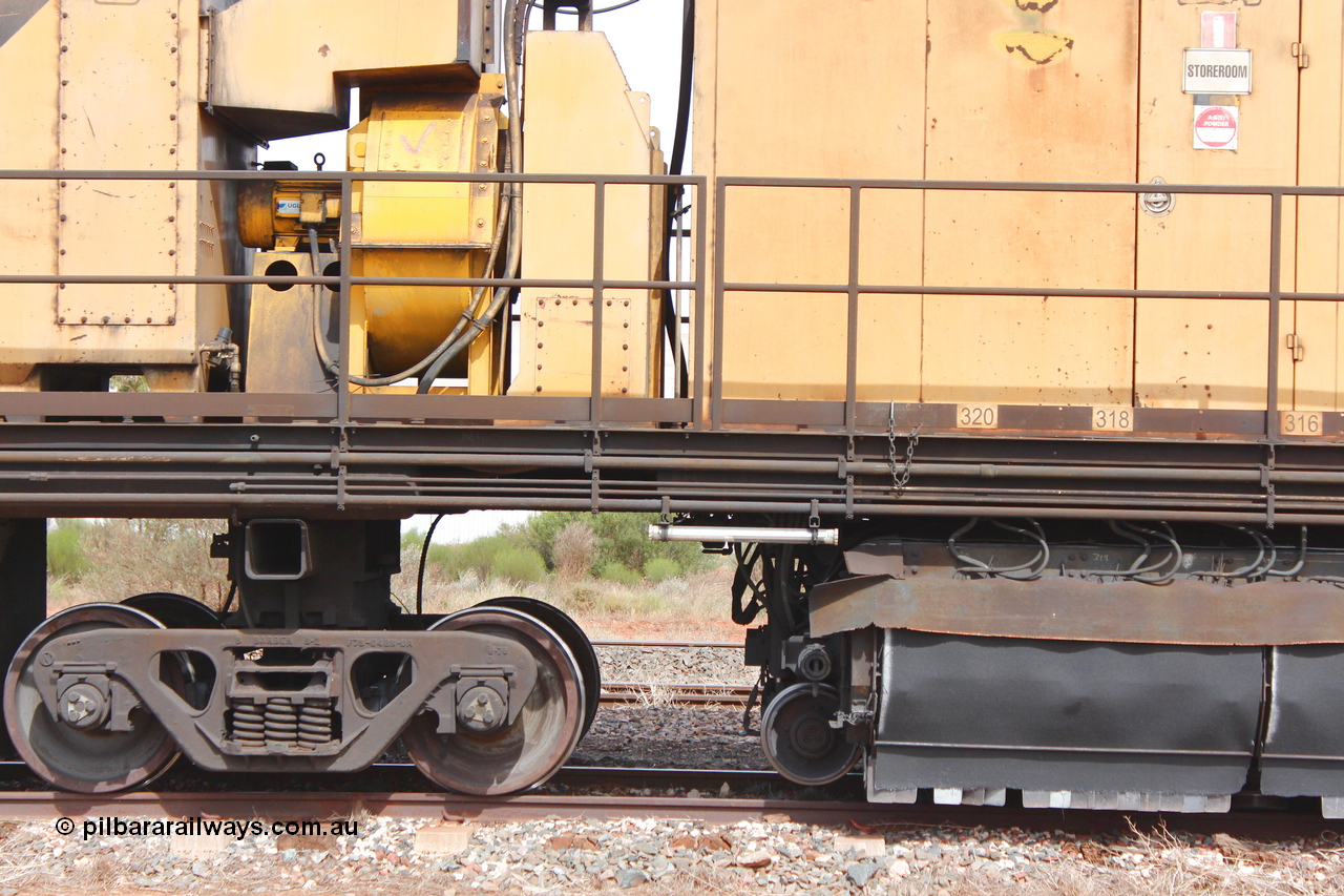 160409 IMG 7198
Parkeston, Aurizon rail grinder MMY type MMY 034, built in the USA by Loram as RG331 ~2004, imported into Australia by Queensland Rail, now Aurizon, in April 2009, detail picture. Peter Donaghy image.
Keywords: Peter-D-Image;MMY-type;MMY034;Loram-USA;RG331;rail-grinder;detail-image;