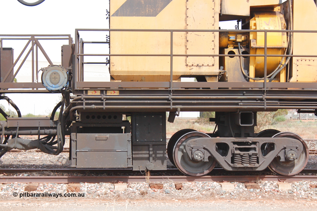 160409 IMG 7200
Parkeston, Aurizon rail grinder MMY type MMY 034, built in the USA by Loram as RG331 ~2004, imported into Australia by Queensland Rail, now Aurizon, in April 2009, detail picture. Peter Donaghy image.
Keywords: Peter-D-Image;MMY-type;MMY034;Loram-USA;RG331;rail-grinder;detail-image;