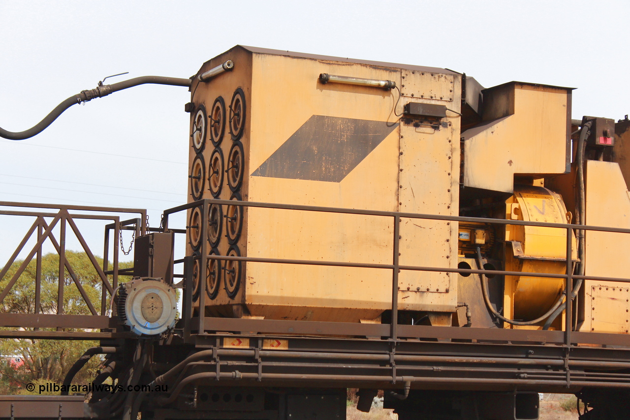 160409 IMG 7203
Parkeston, Aurizon rail grinder MMY type MMY 034, built in the USA by Loram as RG331 ~2004, imported into Australia by Queensland Rail, now Aurizon, in April 2009, detail picture. Peter Donaghy image.
Keywords: Peter-D-Image;MMY-type;MMY034;Loram-USA;RG331;rail-grinder;detail-image;