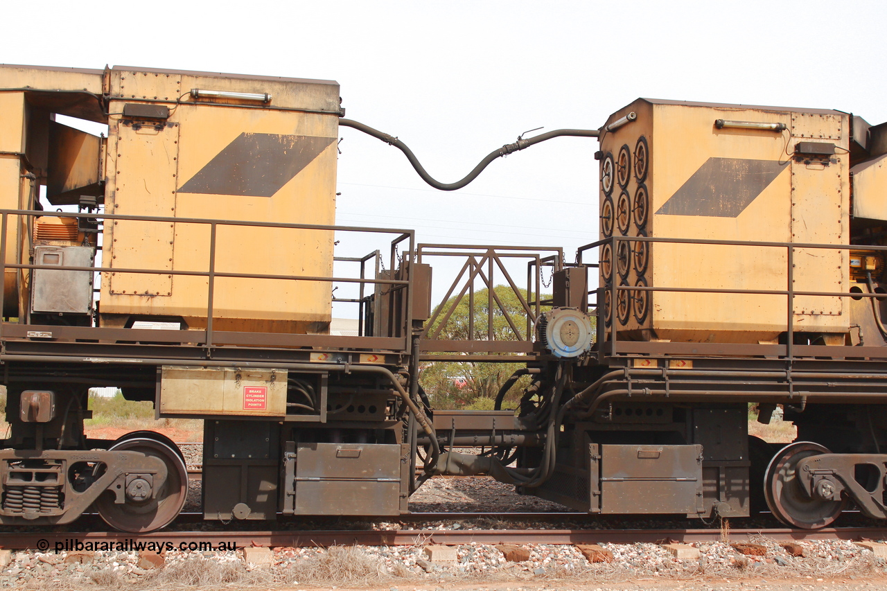 160409 IMG 7204
Parkeston, Aurizon rail grinder MMY type MMY 034, built in the USA by Loram as RG331 ~2004, imported into Australia by Queensland Rail, now Aurizon, in April 2009, detail picture. Peter Donaghy image.
Keywords: Peter-D-Image;MMY-type;MMY034;Loram-USA;RG331;rail-grinder;detail-image;