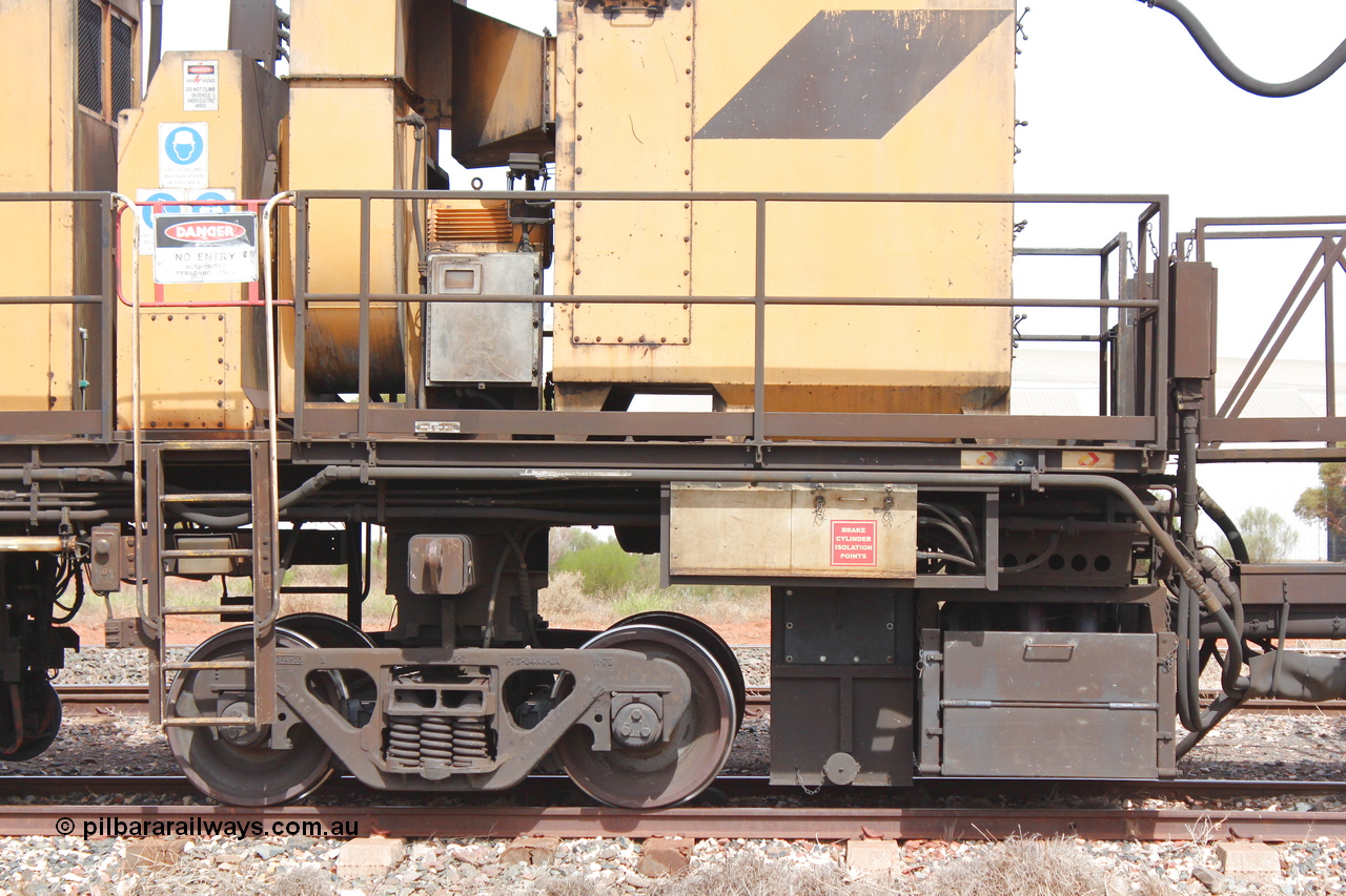 160409 IMG 7207
Parkeston, Aurizon rail grinder MMY type MMY 034, built in the USA by Loram as RG331 ~2004, imported into Australia by Queensland Rail, now Aurizon, in April 2009, detail picture. Peter Donaghy image.
Keywords: Peter-D-Image;MMY-type;MMY034;Loram-USA;RG331;rail-grinder;detail-image;