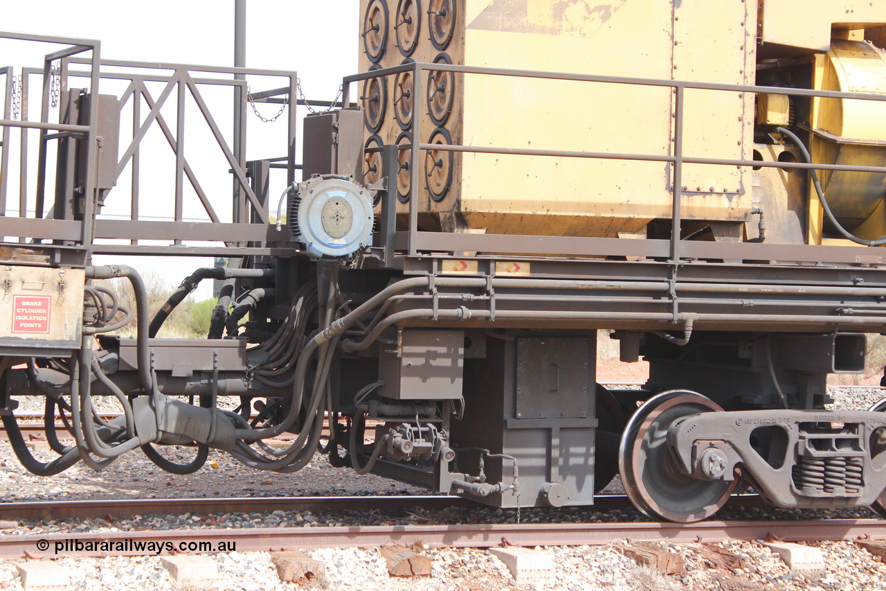 160409 IMG 7217
Parkeston, Aurizon rail grinder MMY type MMY 034, built in the USA by Loram as RG331 ~2004, imported into Australia by Queensland Rail, now Aurizon, in April 2009, detail picture. Peter Donaghy image.
Keywords: Peter-D-Image;MMY-type;MMY034;Loram-USA;RG331;rail-grinder;detail-image;