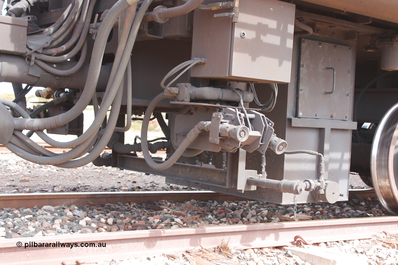 160409 IMG 7271
Parkeston, Aurizon rail grinder MMY type MMY 034, built in the USA by Loram as RG331 ~2004, imported into Australia by Queensland Rail, now Aurizon, in April 2009, detail picture. Peter Donaghy image.
Keywords: Peter-D-Image;MMY-type;MMY034;Loram-USA;RG331;rail-grinder;detail-image;