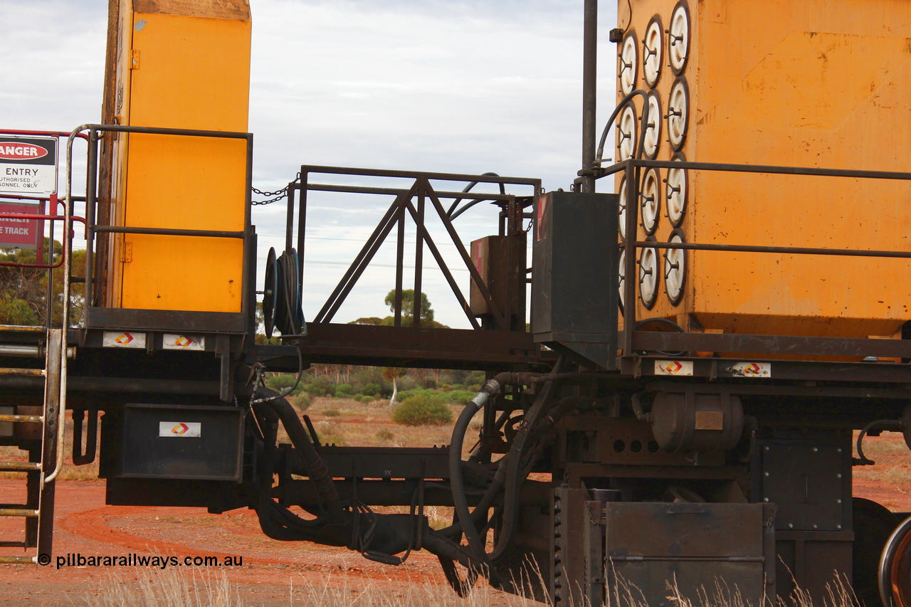 160412 IMG 7386
Parkeston, Aurizon rail grinder MMY type MMY 034, built in the USA by Loram as RG331 ~2004, imported into Australia by Queensland Rail, now Aurizon, in April 2009, detail picture. Peter Donaghy image.
Keywords: Peter-D-Image;MMY-type;MMY034;Loram-USA;RG331;rail-grinder;detail-image;