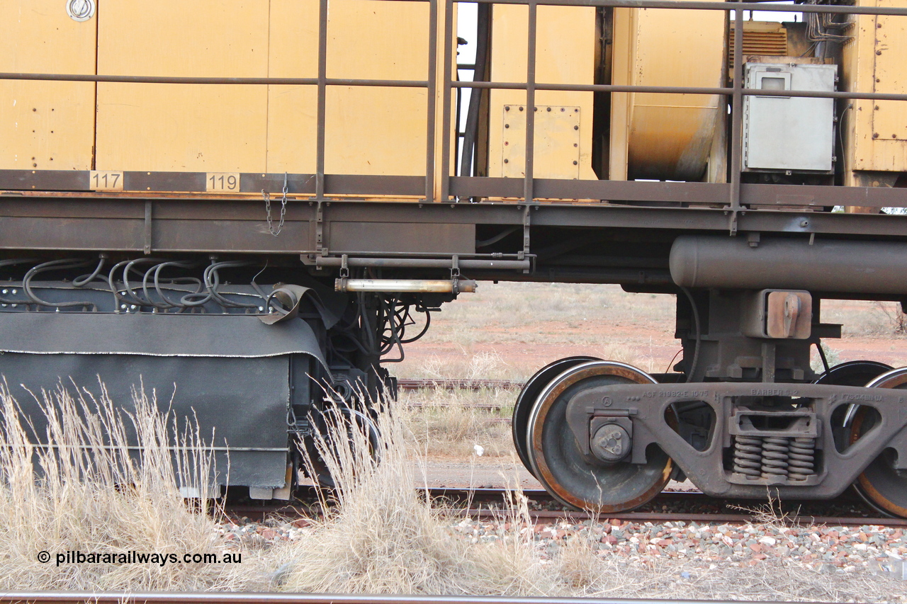 160412 IMG 7395
Parkeston, Aurizon rail grinder MMY type MMY 034, built in the USA by Loram as RG331 ~2004, imported into Australia by Queensland Rail, now Aurizon, in April 2009, detail picture. Peter Donaghy image.
Keywords: Peter-D-Image;MMY-type;MMY034;Loram-USA;RG331;rail-grinder;detail-image;