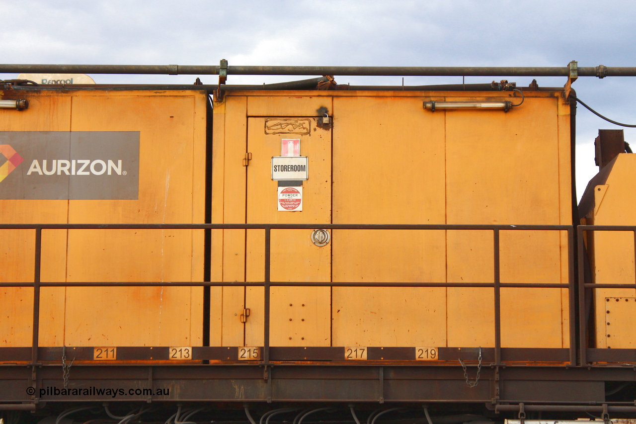 160412 IMG 7408
Parkeston, Aurizon rail grinder MMY type MMY 034, built in the USA by Loram as RG331 ~2004, imported into Australia by Queensland Rail, now Aurizon, in April 2009, detail picture. Peter Donaghy image.
Keywords: Peter-D-Image;MMY-type;MMY034;Loram-USA;RG331;rail-grinder;detail-image;