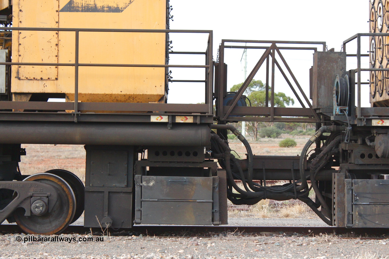 160412 IMG 7425
Parkeston, Aurizon rail grinder MMY type MMY 034, built in the USA by Loram as RG331 ~2004, imported into Australia by Queensland Rail, now Aurizon, in April 2009, detail picture. Peter Donaghy image.
Keywords: Peter-D-Image;MMY-type;MMY034;Loram-USA;RG331;rail-grinder;detail-image;