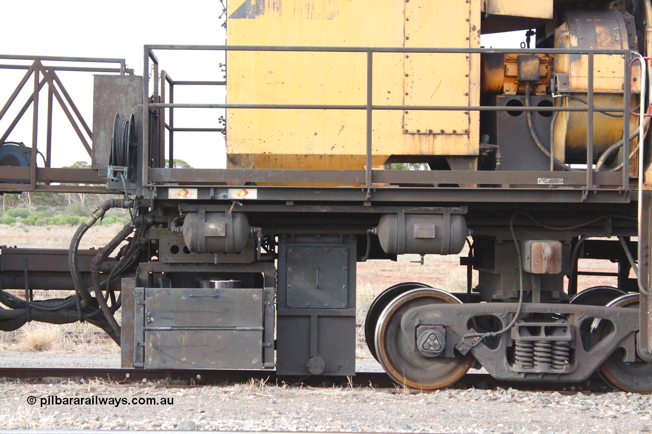 160412 IMG 7427
Parkeston, Aurizon rail grinder MMY type MMY 034, built in the USA by Loram as RG331 ~2004, imported into Australia by Queensland Rail, now Aurizon, in April 2009, detail picture. Peter Donaghy image.
Keywords: Peter-D-Image;MMY-type;MMY034;Loram-USA;RG331;rail-grinder;detail-image;