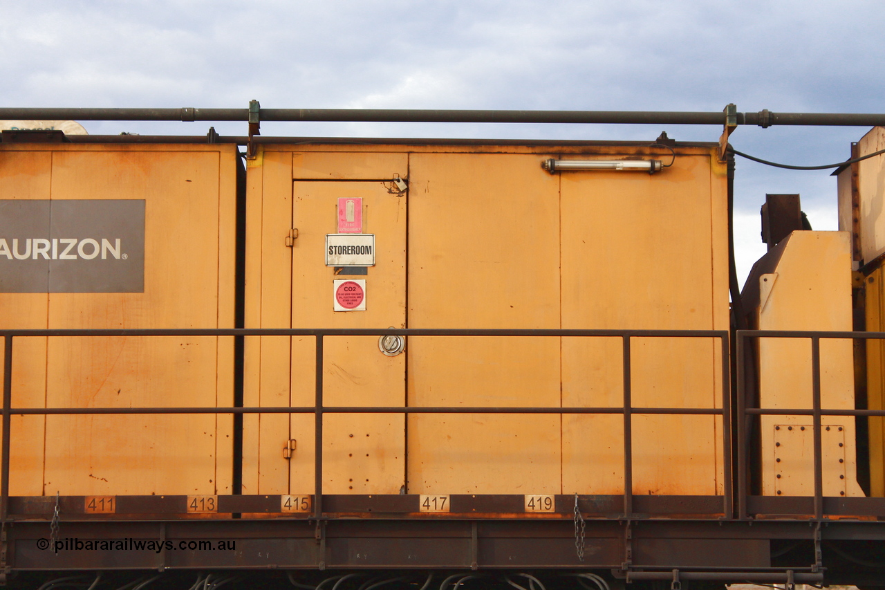 160412 IMG 7436
Parkeston, Aurizon rail grinder MMY type MMY 034, built in the USA by Loram as RG331 ~2004, imported into Australia by Queensland Rail, now Aurizon, in April 2009, detail picture. Peter Donaghy image.
Keywords: Peter-D-Image;MMY-type;MMY034;Loram-USA;RG331;rail-grinder;detail-image;