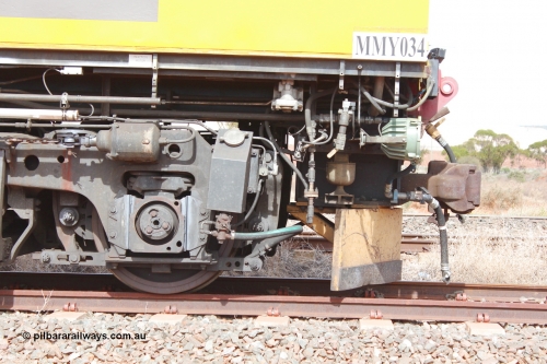 160409 IMG 7025
Parkeston, Aurizon rail grinder MMY type MMY 034, built in the USA by Loram as RG331 ~2004, imported into Australia by Queensland Rail, now Aurizon, in April 2009, detail picture. Peter Donaghy image.
Keywords: Peter-D-Image;MMY-type;MMY034;Loram-USA;RG331;rail-grinder;detail-image;