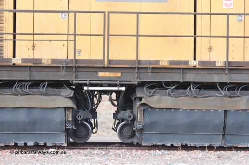 160412 IMG 7405
Parkeston, Aurizon rail grinder MMY type MMY 034, built in the USA by Loram as RG331 ~2004, imported into Australia by Queensland Rail, now Aurizon, in April 2009, detail picture. Peter Donaghy image.
Keywords: Peter-D-Image;MMY-type;MMY034;Loram-USA;RG331;rail-grinder;detail-image;