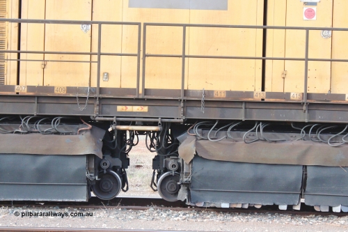 160412 IMG 7433
Parkeston, Aurizon rail grinder MMY type MMY 034, built in the USA by Loram as RG331 ~2004, imported into Australia by Queensland Rail, now Aurizon, in April 2009, detail picture. Peter Donaghy image.
Keywords: Peter-D-Image;MMY-type;MMY034;Loram-USA;RG331;rail-grinder;detail-image;