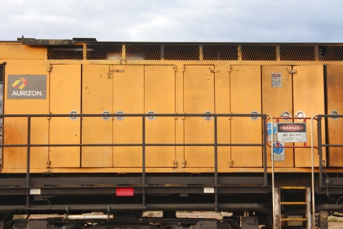 160412 IMG 7445
Parkeston, Aurizon rail grinder MMY type MMY 034, built in the USA by Loram as RG331 ~2004, imported into Australia by Queensland Rail, now Aurizon, in April 2009, detail picture. Peter Donaghy image.
Keywords: Peter-D-Image;MMY-type;MMY034;Loram-USA;RG331;rail-grinder;detail-image;