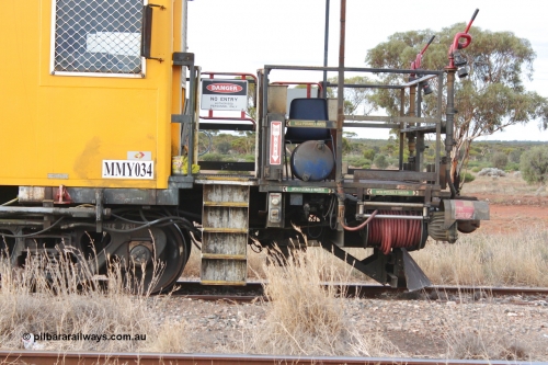 160412 IMG 7461
Parkeston, Aurizon rail grinder MMY type MMY 034, built in the USA by Loram as RG331 ~2004, imported into Australia by Queensland Rail, now Aurizon, in April 2009, detail picture. Peter Donaghy image.
Keywords: Peter-D-Image;MMY-type;MMY034;Loram-USA;RG331;rail-grinder;detail-image;