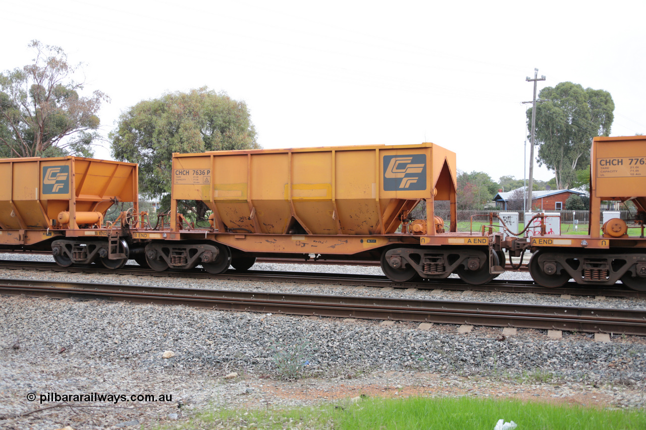 140601 4465
Woodbridge, empty Carina bound iron ore train #1035, CFCLA leased CHCH type waggon CHCH 7636 these waggons were rebuilt between 2010 and 2012 by Bluebird Rail Operations SA from former Goldsworthy Mining hopper waggons originally built by Tomlinson WA and Scotts of Ipswich Qld back in the 60's to early 80's. 1st June 2014.
Keywords: CHCH-type;CHCH7636;Bluebird-Rail-Operations-SA;2010/201-36;