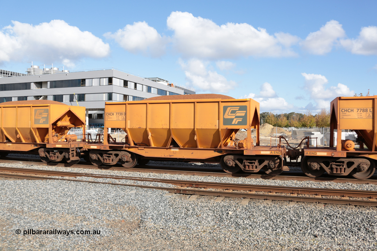 140601 4645
Midland, loaded iron ore train #1030 heading to Kwinana, CFCLA leased CHCH type waggon CHCH 7739 these waggons were rebuilt between 2010 and 2012 by Bluebird Rail Operations SA from former Goldsworthy Mining hopper waggons originally built by Tomlinson WA and Scotts of Ipswich Qld back in the 60's to early 80's. 1st June 2014.
Keywords: CHCH-type;CHCH7739;Bluebird-Rail-Operations-SA;2010/201-139;