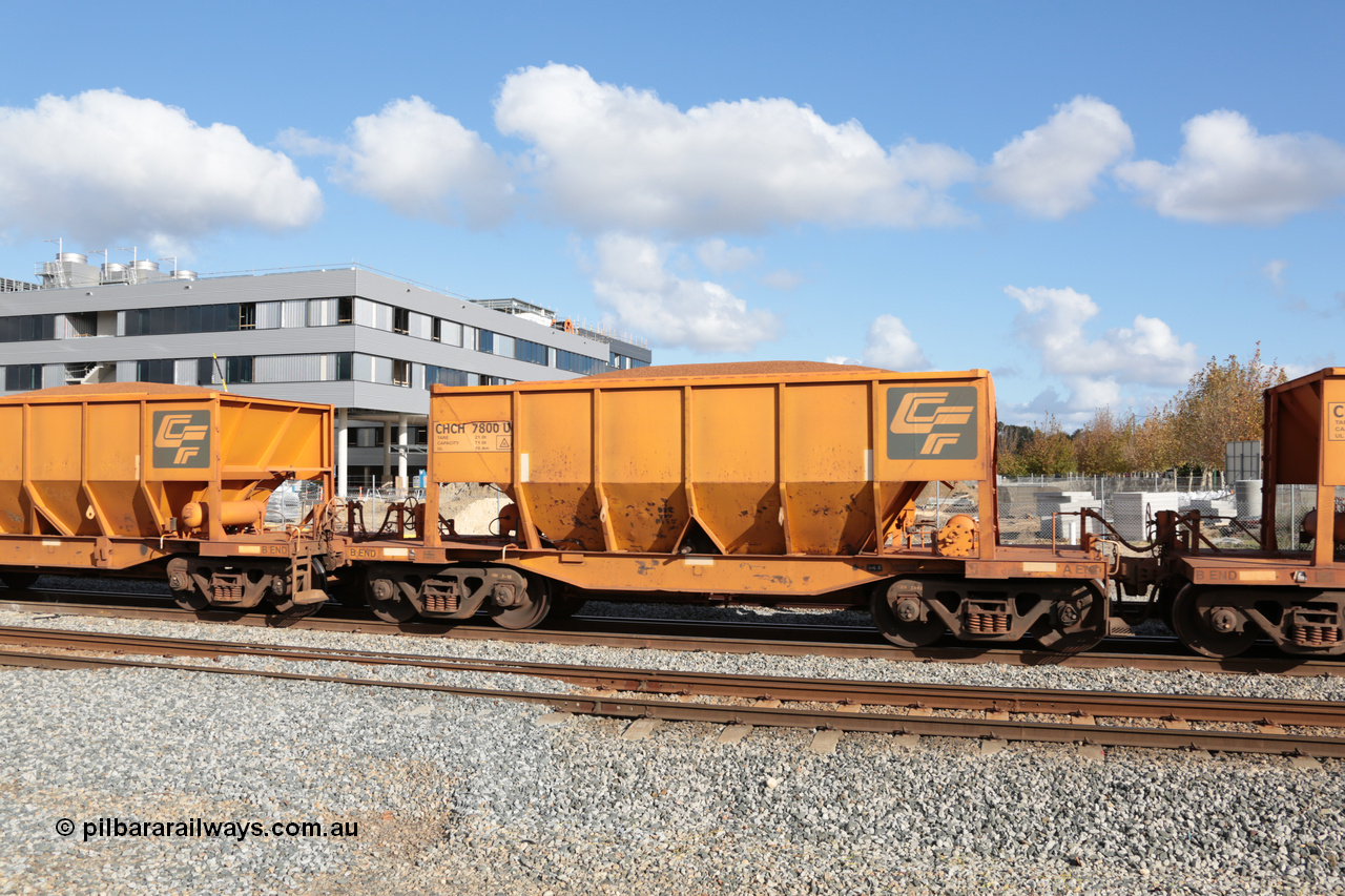 140601 4673
Midland, loaded iron ore train #1030 heading to Kwinana, CFCLA leased CHCH type waggon CHCH 7800 these waggons were rebuilt between 2010 and 2012 by Bluebird Rail Operations SA from former Goldsworthy Mining hopper waggons originally built by Tomlinson WA and Scotts of Ipswich Qld back in the 60's to early 80's. 1st June 2014.
Keywords: CHCH-type;CHCH7800;Bluebird-Rail-Operations-SA;2010/201-200;