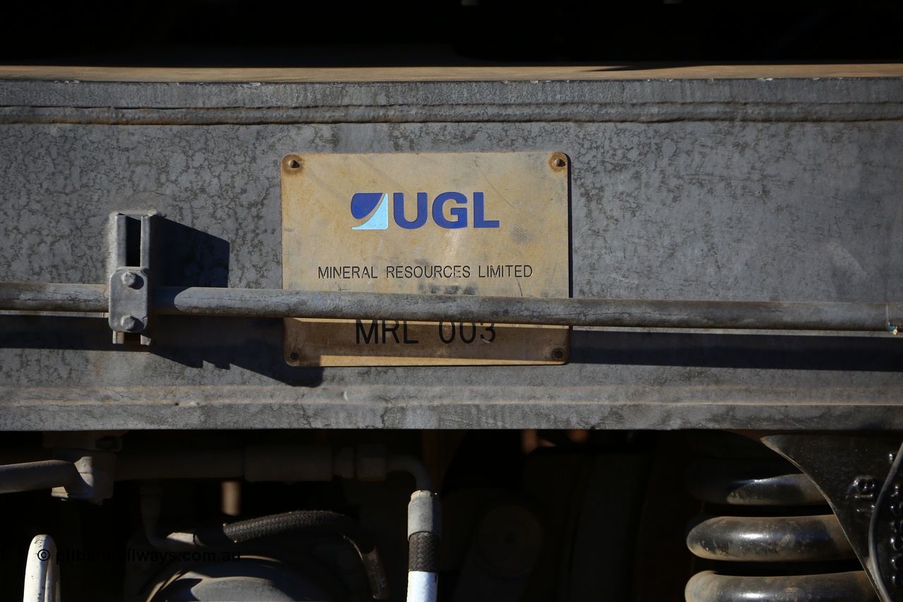 190107 0423
Parkeston, UGL plate on Mineral Resources MRL class locomotive bogie.
Keywords: MRL-class;MRL002;R-0113-03/14-505;UGL-Rail-Broadmeadow-NSW;GE;C44aci;