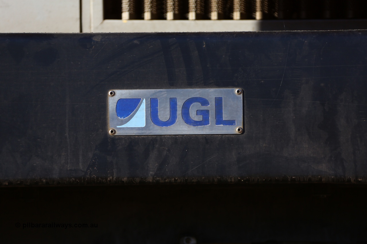 190107 0424
Parkeston, UGL plate on Mineral Resources MRL class locomotive.
Keywords: MRL-class;MRL002;UGL-Rail-Broadmeadow-NSW;GE;C44ACi;R-0113-03/14-505;