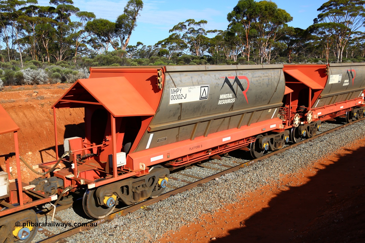 190109 1657
Binduli, Mineral Resources Ltd empty iron ore train 4030 with MRL's MHPY type iron ore waggon MHPY 00302 built by CSR Yangtze Co China serial 2014/382-302 in 2014 as a batch of 382 units, these bottom discharge hopper waggons are operated in 'married' pairs.
Keywords: MHPY-type;MHPY00302;2014/382-302;CSR-Yangtze-Rolling-Stock-Co-China;