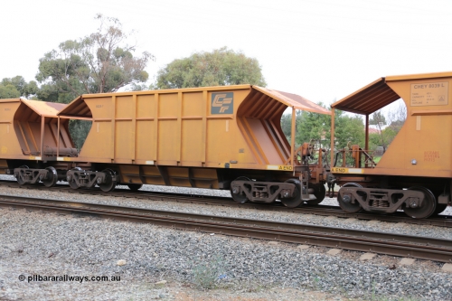 140601 4448
Woodbridge, empty Carina bound iron ore train #1035, CFCLA leased CHEY type waggon CHEY 8028-1 part of a pair of 120 sets built by Bluebird Rail Operations SA in 2011-12. June 1, 2014.
Keywords: CHEY-type;CHEY8028;Bluebird-Rail-Operations-SA;2011/120-28;