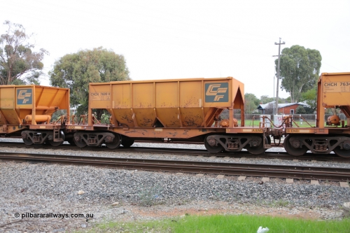 140601 4470
Woodbridge, empty Carina bound iron ore train #1035, CFCLA leased CHCH type waggon CHCH 7699 these waggons were rebuilt between 2010 and 2012 by Bluebird Rail Operations SA from former Goldsworthy Mining hopper waggons originally built by Tomlinson WA and Scotts of Ipswich Qld back in the 60's to early 80's. June 1, 2014.
Keywords: CHCH-type;CHCH7699;Bluebird-Rail-Operations-SA;2010/201-99;