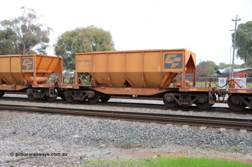 140601 4478
Woodbridge, empty Carina bound iron ore train #1035, CFCLA leased CHCH type waggon CHCH 7603 these waggons were rebuilt between 2010 and 2012 by Bluebird Rail Operations SA from former Goldsworthy Mining hopper waggons originally built by Tomlinson WA and Scotts of Ipswich Qld back in the 60's to early 80's. June 1, 2014.
Keywords: CHCH-type;CHCH7603;Bluebird-Rail-Operations-SA;2010/201-3;
