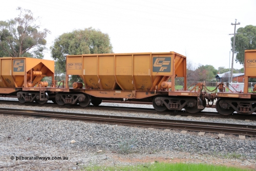 140601 4479
Woodbridge, empty Carina bound iron ore train #1035, CFCLA leased CHCH type waggon CHCH 7772 these waggons were rebuilt between 2010 and 2012 by Bluebird Rail Operations SA from former Goldsworthy Mining hopper waggons originally built by Tomlinson WA and Scotts of Ipswich Qld back in the 60's to early 80's. June 1, 2014.
Keywords: CHCH-type;CHCH7772;Bluebird-Rail-Operations-SA;2010/201-172;