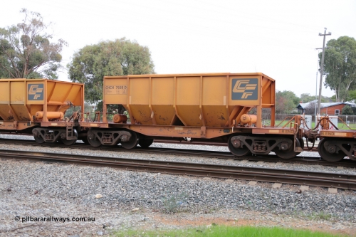 140601 4483
Woodbridge, empty Carina bound iron ore train #1035, CFCLA leased CHCH type waggon CHCH 7658 these waggons were rebuilt between 2010 and 2012 by Bluebird Rail Operations SA from former Goldsworthy Mining hopper waggons originally built by Tomlinson WA and Scotts of Ipswich Qld back in the 60's to early 80's. June 1, 2014.
Keywords: CHCH-type;CHCH7658;Bluebird-Rail-Operations-SA;2010/201-58;