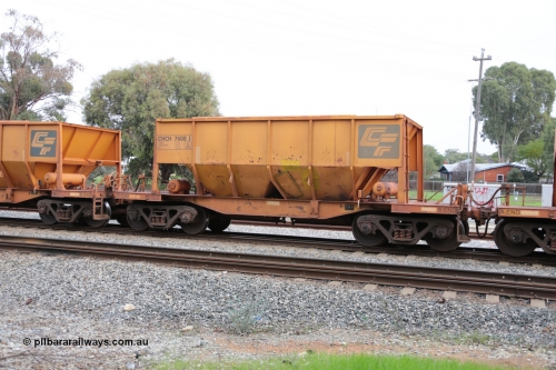 140601 4493
Woodbridge, empty Carina bound iron ore train #1035, CFCLA leased CHCH type waggon CHCH 7608 these waggons were rebuilt between 2010 and 2012 by Bluebird Rail Operations SA from former Goldsworthy Mining hopper waggons originally built by Tomlinson WA and Scotts of Ipswich Qld back in the 60's to early 80's. June 1, 2014.
Keywords: CHCH-type;CHCH7608;Bluebird-Rail-Operations-SA;2010/201-8;