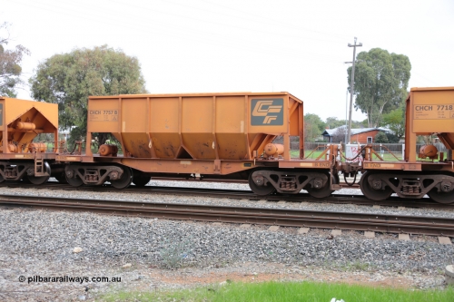 140601 4496
Woodbridge, empty Carina bound iron ore train #1035, CFCLA leased CHCH type waggon CHCH 7757 these waggons were rebuilt between 2010 and 2012 by Bluebird Rail Operations SA from former Goldsworthy Mining hopper waggons originally built by Tomlinson WA and Scotts of Ipswich Qld back in the 60's to early 80's. June 1, 2014.
Keywords: CHCH-type;CHCH7757;Bluebird-Rail-Operations-SA;2010/201-157;