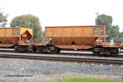 140601 4499
Woodbridge, empty Carina bound iron ore train #1035, CFCLA leased CHCH type waggon CHCH 7650 these waggons were rebuilt between 2010 and 2012 by Bluebird Rail Operations SA from former Goldsworthy Mining hopper waggons originally built by Tomlinson WA and Scotts of Ipswich Qld back in the 60's to early 80's. June 1, 2014.
Keywords: CHCH-type;CHCH7650;Bluebird-Rail-Operations-SA;2010/201-50;